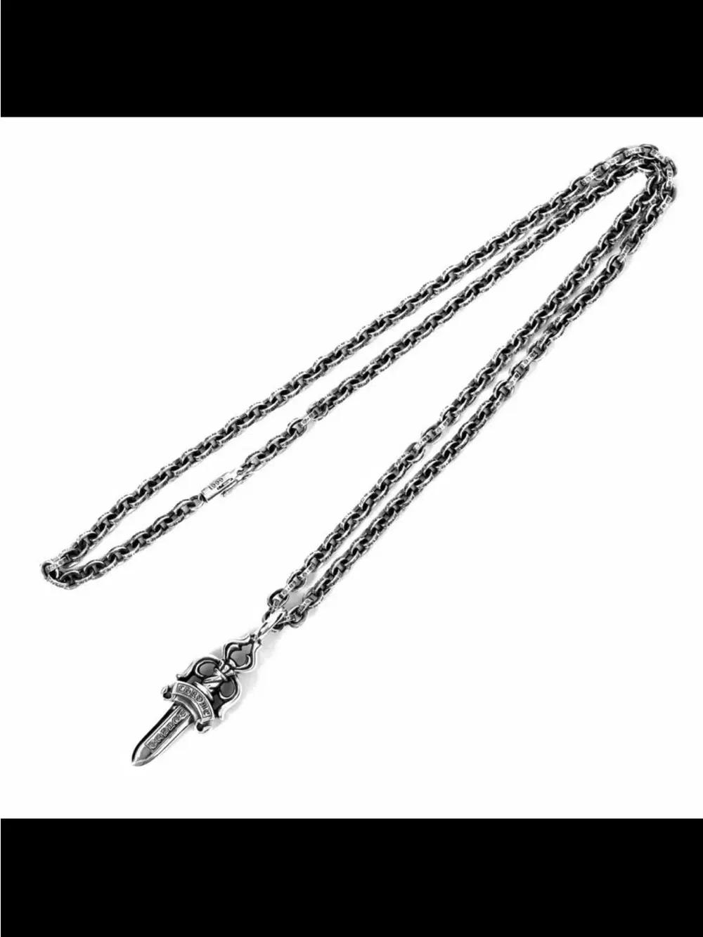 Chrome Hearts Silver Gothic Dagger Pendant Necklace